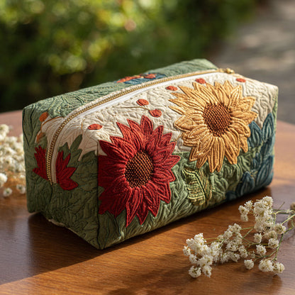 Stitched Flowers Quilted Toiletry Bag