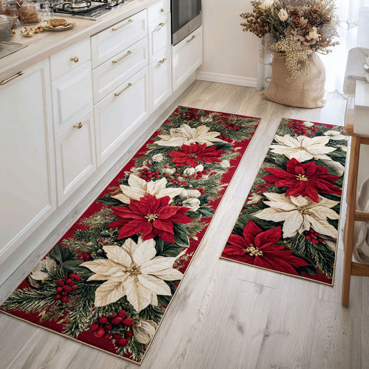 Festive Christmas 2-Piece Kitchen Mat Set – Kailey
