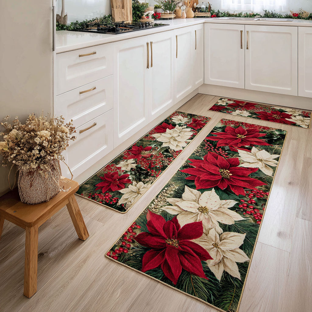 Festive Christmas Plaid 2-Piece Kitchen Mat Set