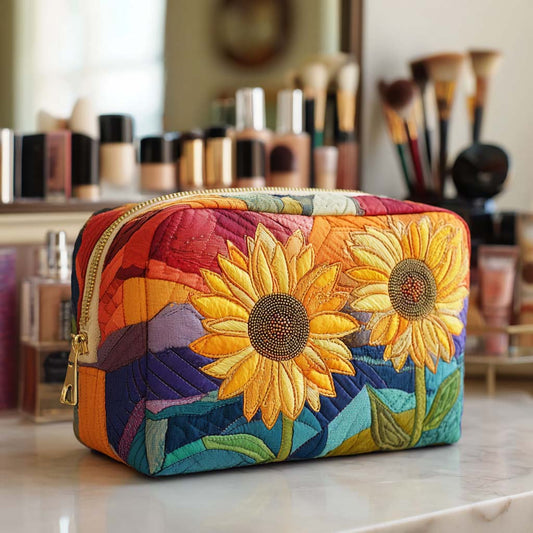 Golden Flower Quilted Toiletry Bag