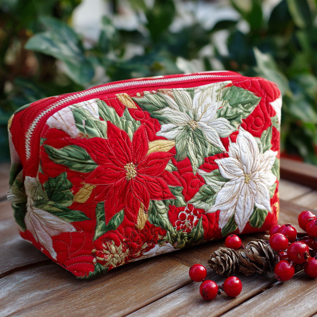 Embroidered Floral Pattern Quilted Toiletry Bag – Kayla