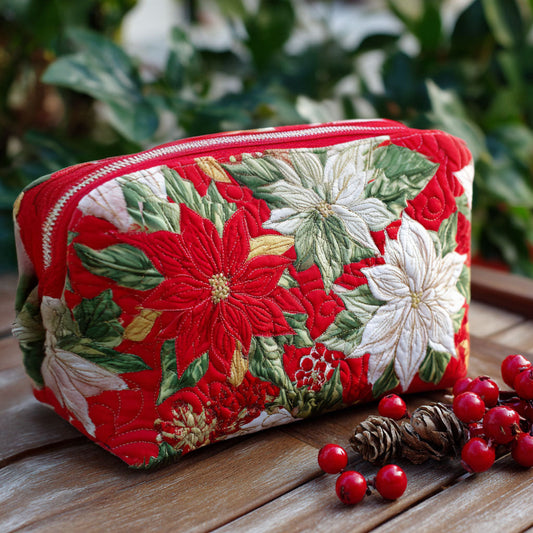 Embroidered Floral Pattern Quilted Toiletry Bag – Kayla