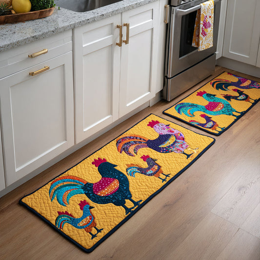 Chickens and Flowers 2-Piece Kitchen Mat Set