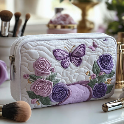 Elegant Purple Quilted Toiletry Bag