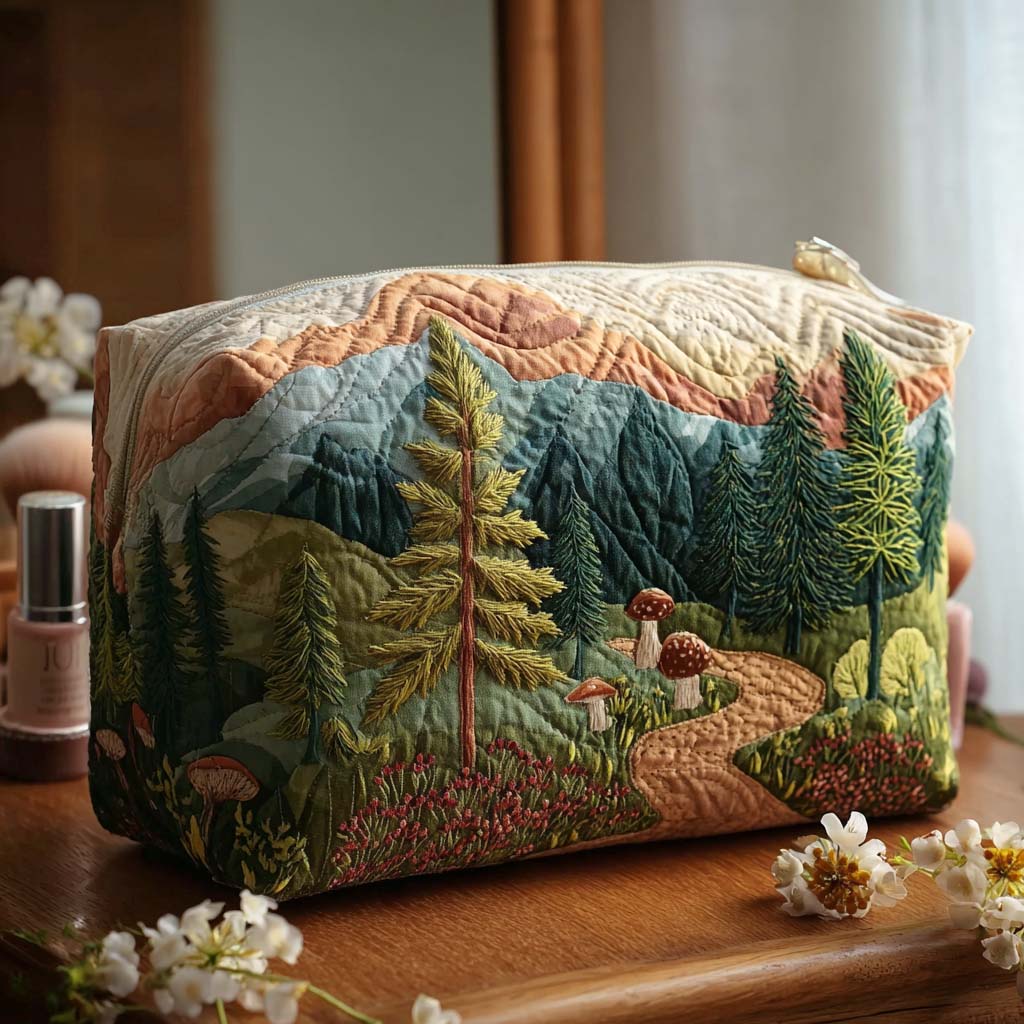 Evergreen Forest Quilted Toiletry Bag