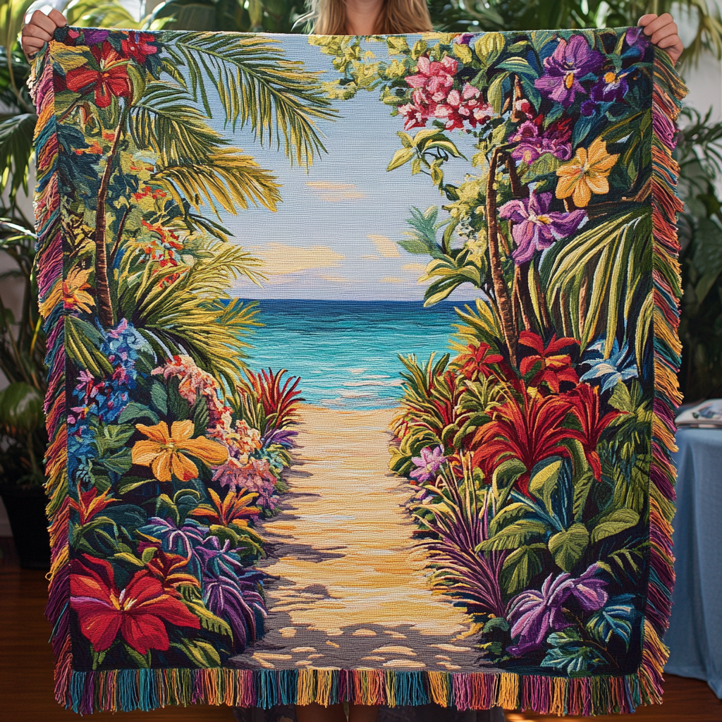 Sun-Drenched Coasts Quilted Throw
