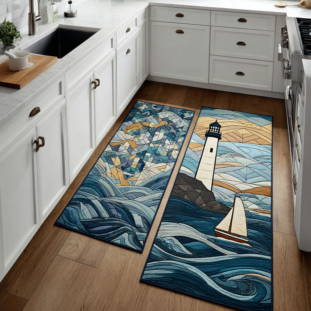 Sunny Lighthouse 2-Piece Kitchen Mat Set