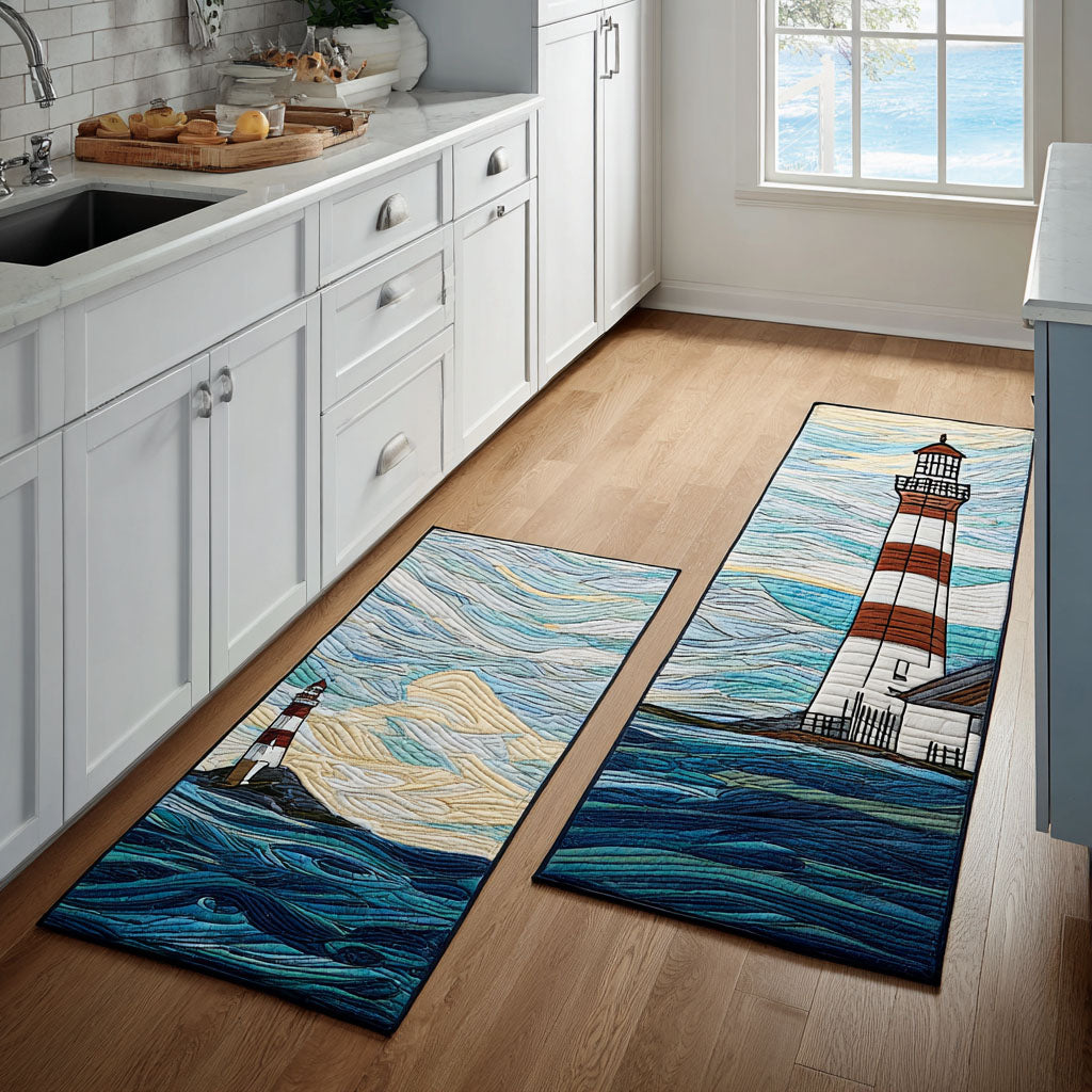 Lighthouse at Sea 2-Piece Kitchen Mat Set