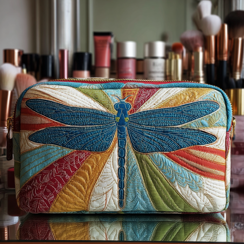 Stunning Dragonfly Quilted Toiletry Bag