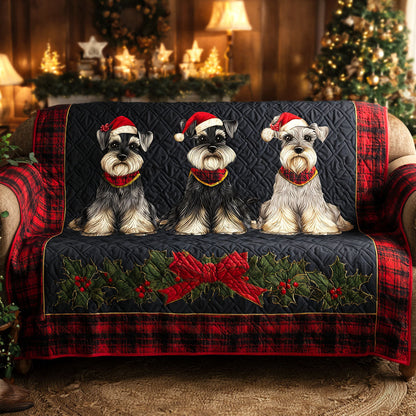 Schnauzer Christmas Quilted Sofa Cover