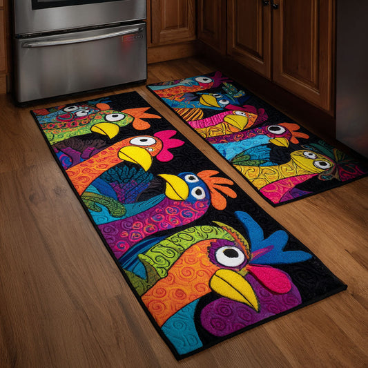 Chickens and Flowers 2-Piece Kitchen Mat Set – Lauryn