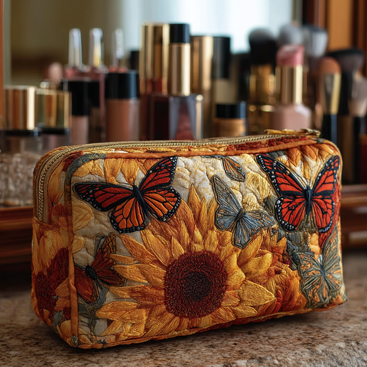 Blue Quilt Pattern Quilted Toiletry Bag