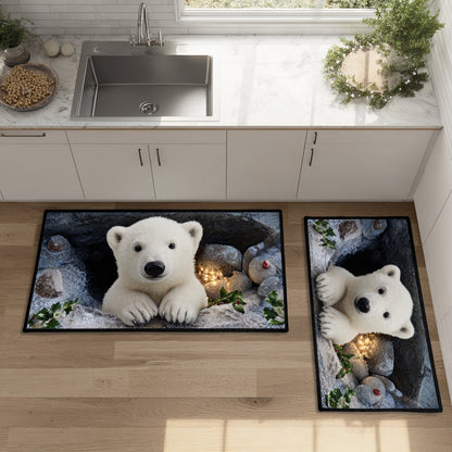 Snowy Winter Plaid 2-Piece Kitchen Mat Set