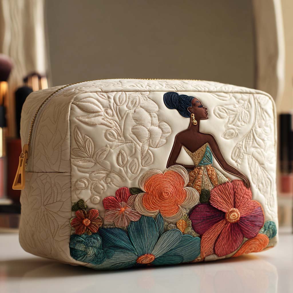Elegant Flowers Quilted Toiletry Bag