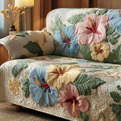 Hibiscus Quilted Sofa Cover