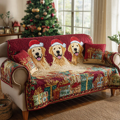 Golden Retriever Quilted Sofa Cover