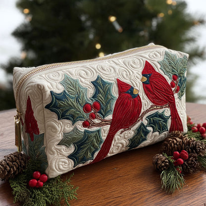 Red Quilt Pattern Quilted Toiletry Bag