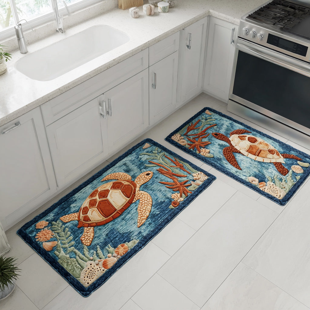 Open Sea Waves 2-Piece Kitchen Mat Set