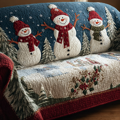 Snowman with a Smile Quilted Sofa Cover