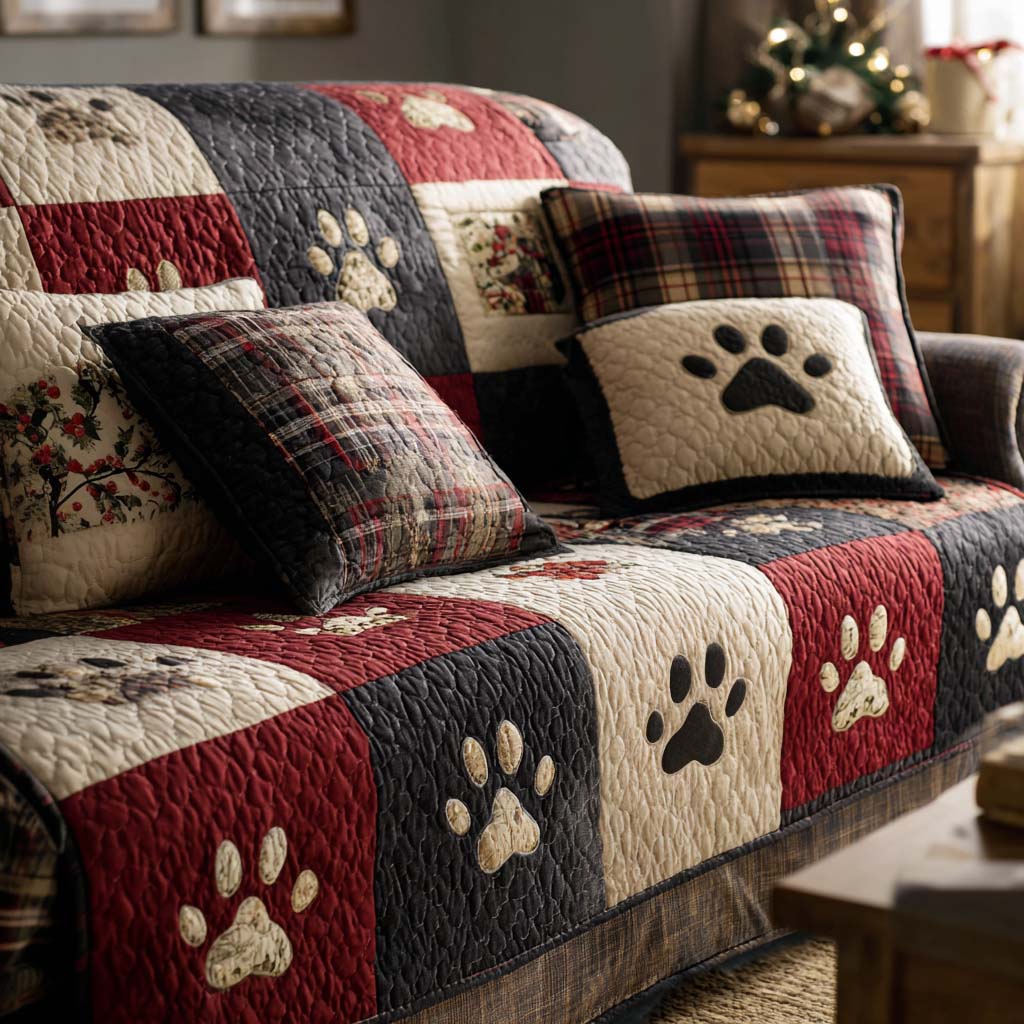 with Legs Christmas Quilted Sofa Cover