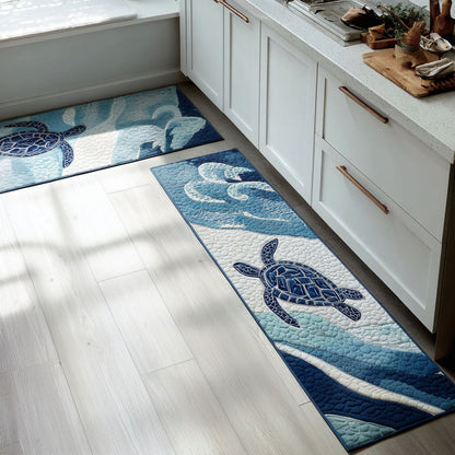Deep Sea Blue 2-Piece Kitchen Mat Set – Mariana