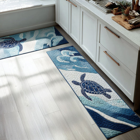 Deep Sea Blue 2-Piece Kitchen Mat Set – Mariana
