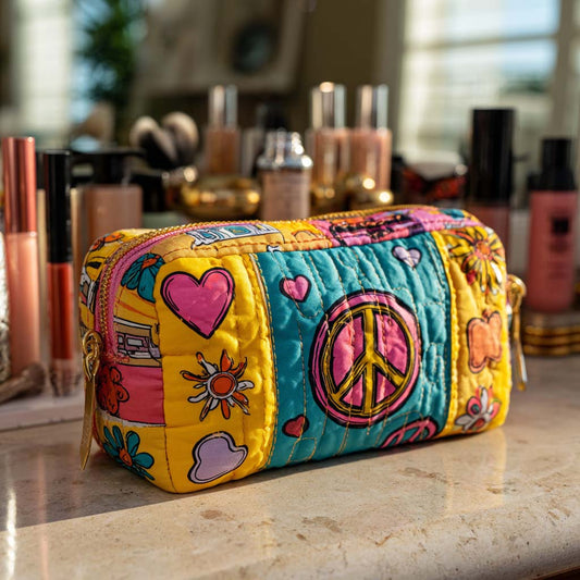 Retro Patchwork Quilted Toiletry Bag
