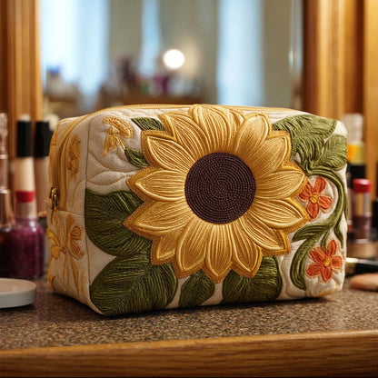 Embroidered Floral Pattern Quilted Toiletry Bag – Marisol
