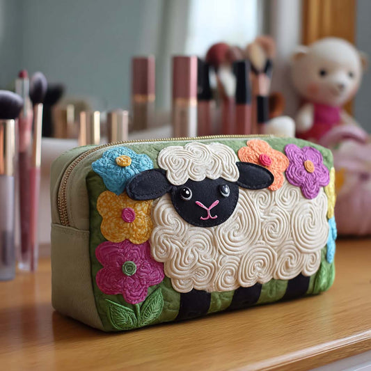 Floral Pattern Quilted Toiletry Bag