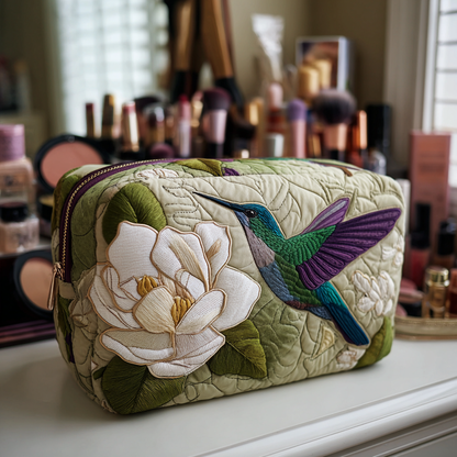 Hummingbirds in Grass Quilted Toiletry Bag