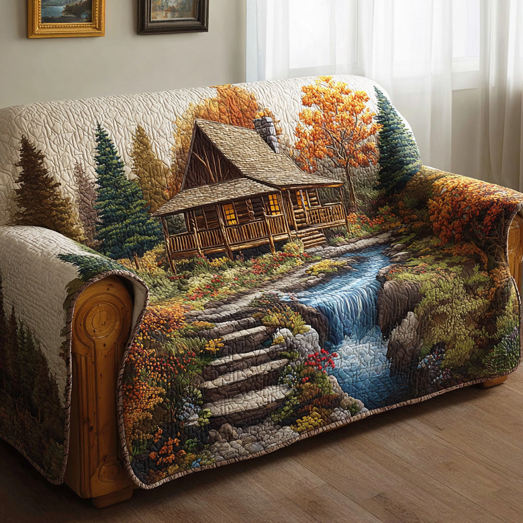 Woud Amber Colour Quilted Sofa Cover