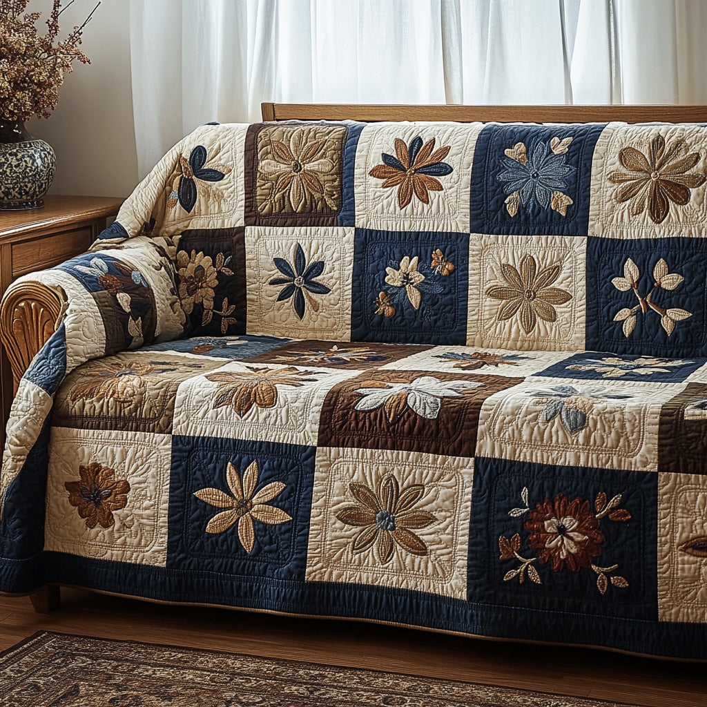 Petals Rustic Quilted Sofa Cover