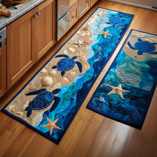 Elegant Ocean Vibes 2-Piece Kitchen Mat Set