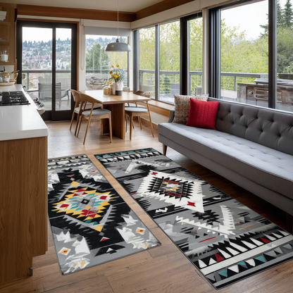 Warm Natural Tones 2-Piece Kitchen Mat Set