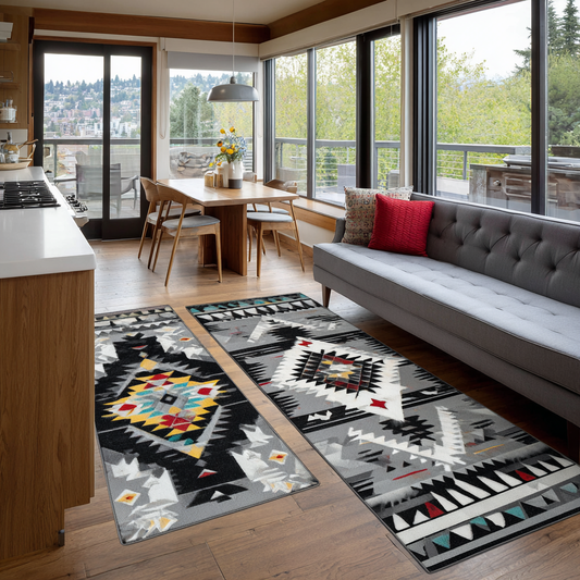 Warm Natural Tones 2-Piece Kitchen Mat Set