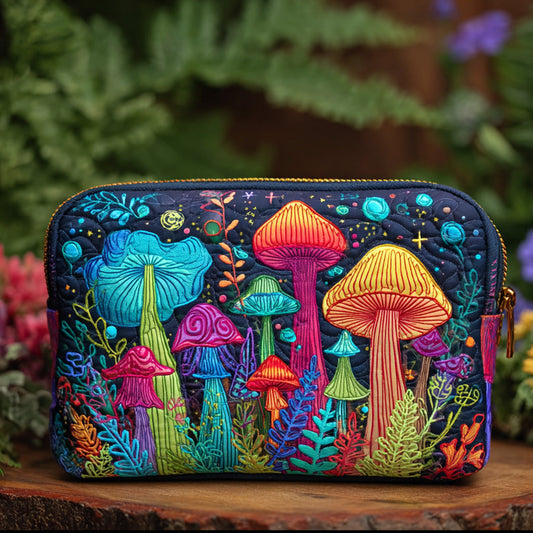 Peace Mushrooms Quilted Toiletry Bag