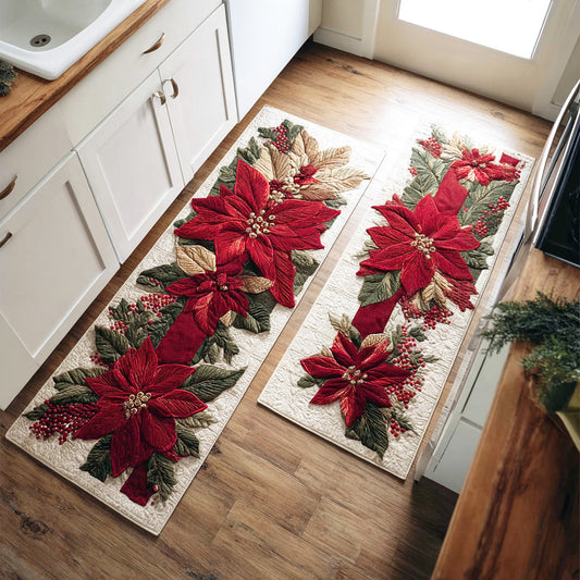 Scarlet Christmas Star 2-Piece Kitchen Mat Set