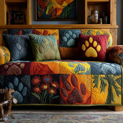 Paw Prints Quilted Sofa Cover
