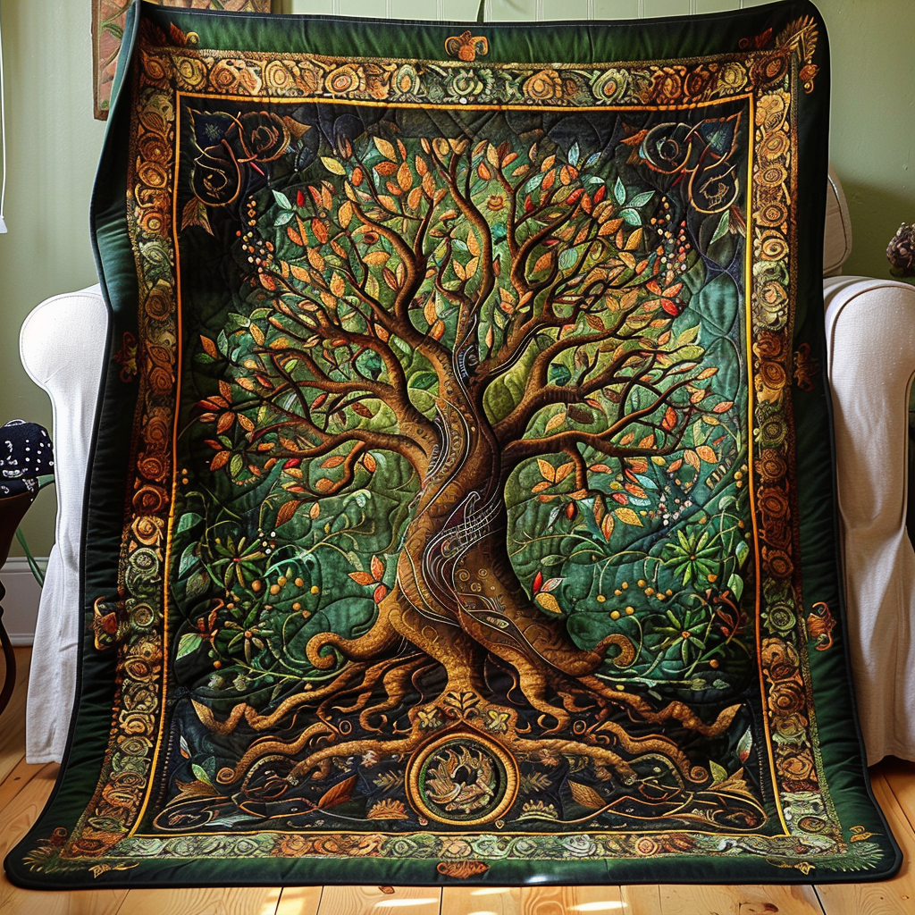 Celtic Tree of Life Quilted Blanket