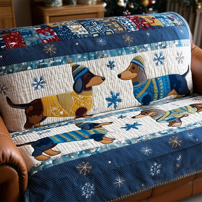 Pair of Dachshunds Quilted Sofa Cover