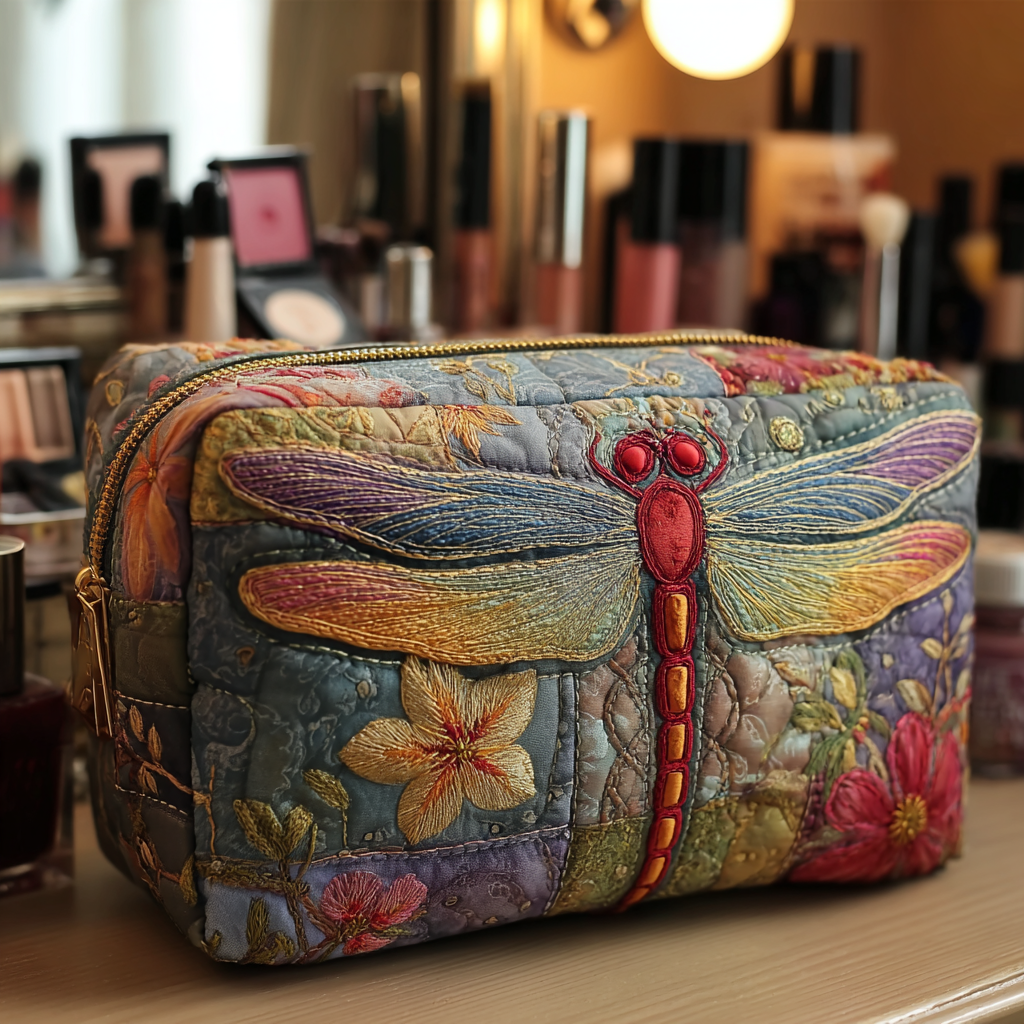 Dragonflies in Grass Quilted Toiletry Bag