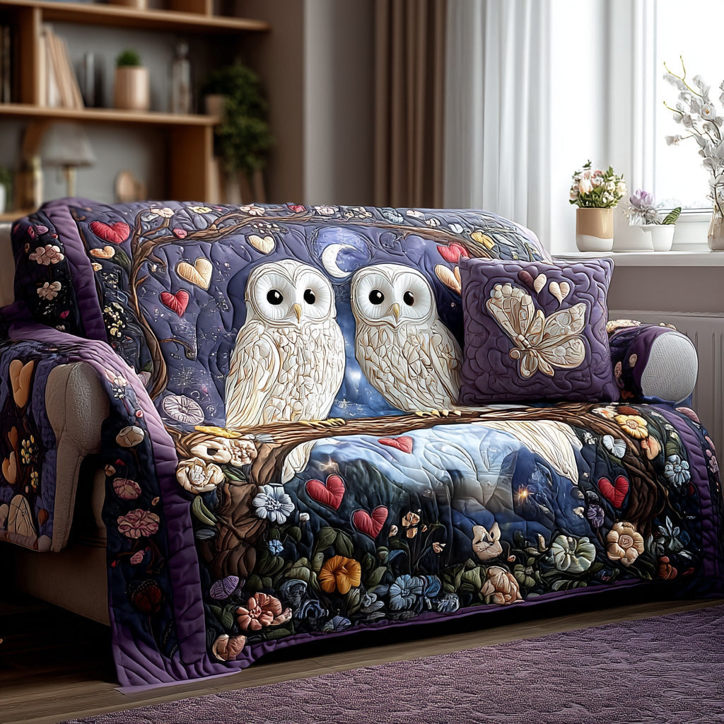 Owls Nocturnal Quilted Sofa Cover