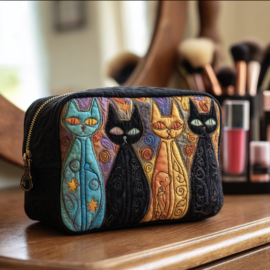 Dreaming Cat Quilted Toiletry Bag