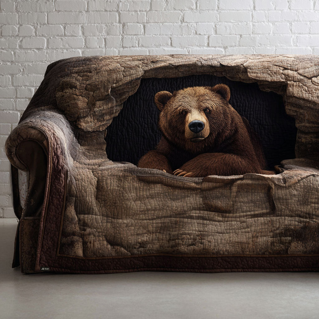 Bear Grizzly Quilted Sofa Cover