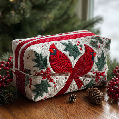 Cream Flower Quilted Toiletry Bag