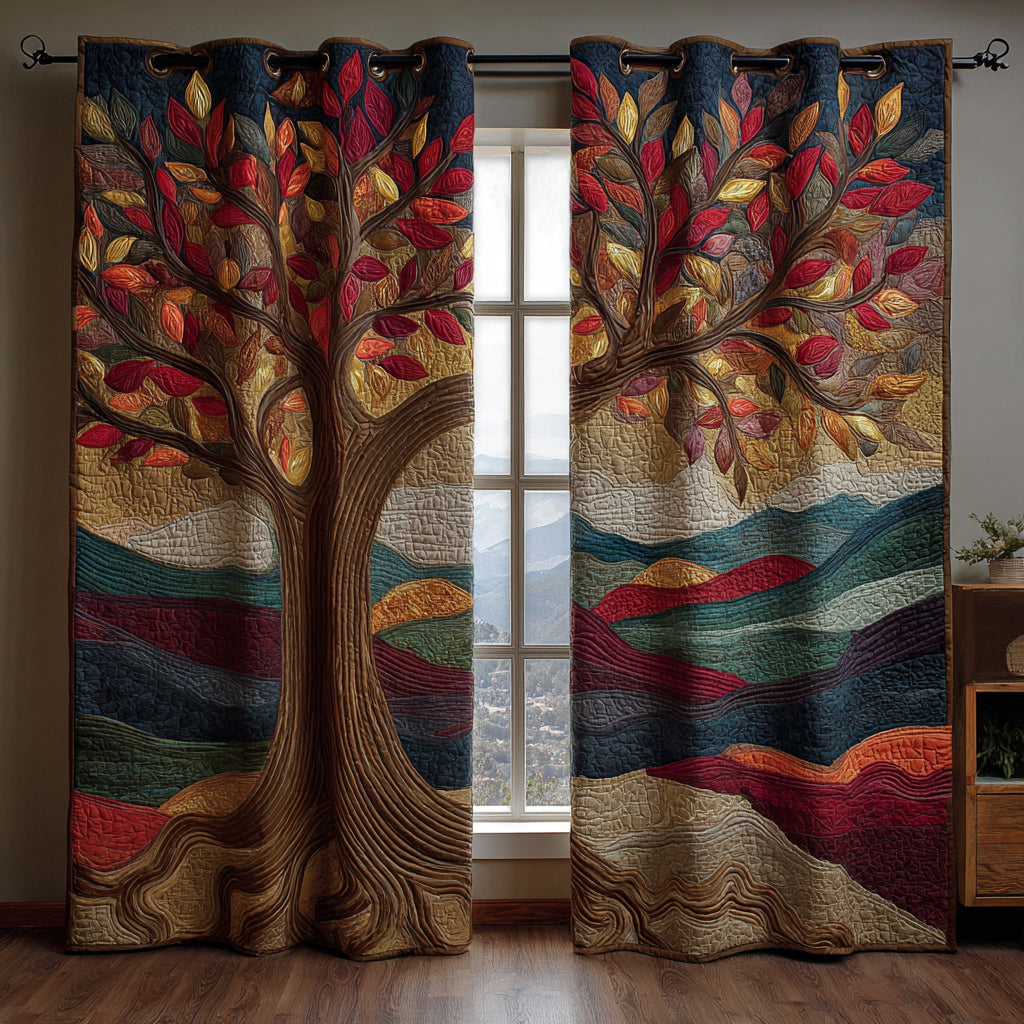 Sunset Tree of Life Quilted Curtains