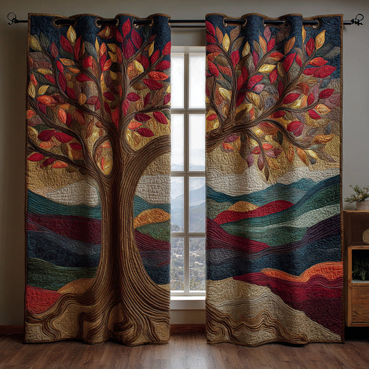 Sunset Tree of Life Quilted Curtains