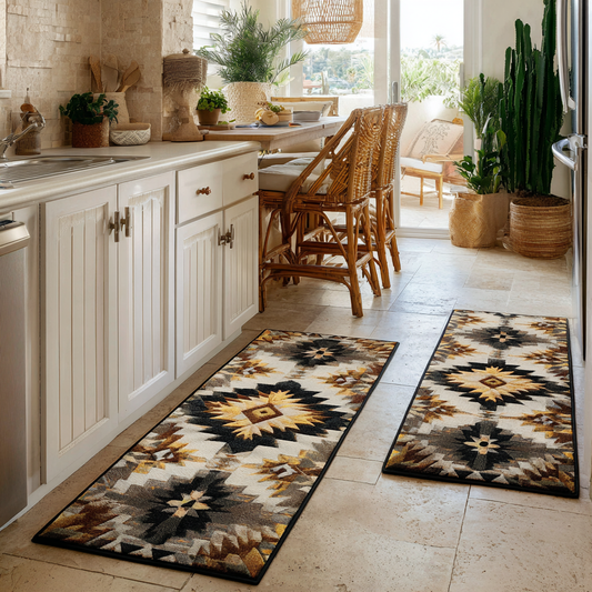 Golden Plaid 2-Piece Kitchen Mat Set – Phoebe