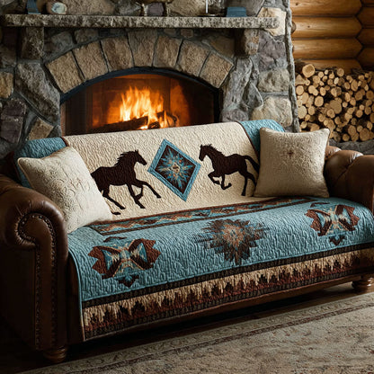 Padded Horse and Sky Quilted Sofa Cover