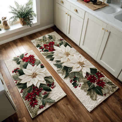 Snow Petals 2-Piece Kitchen Mat Set